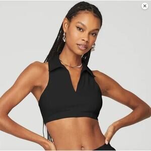 Alo Yoga Black Charmed Collar Bra Tank Size Small NWOT